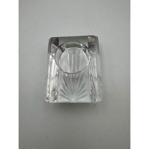 Colony Crystal Candle Holder Poland Fan Wedge Cut Hexagon Votive Tea Light Clear